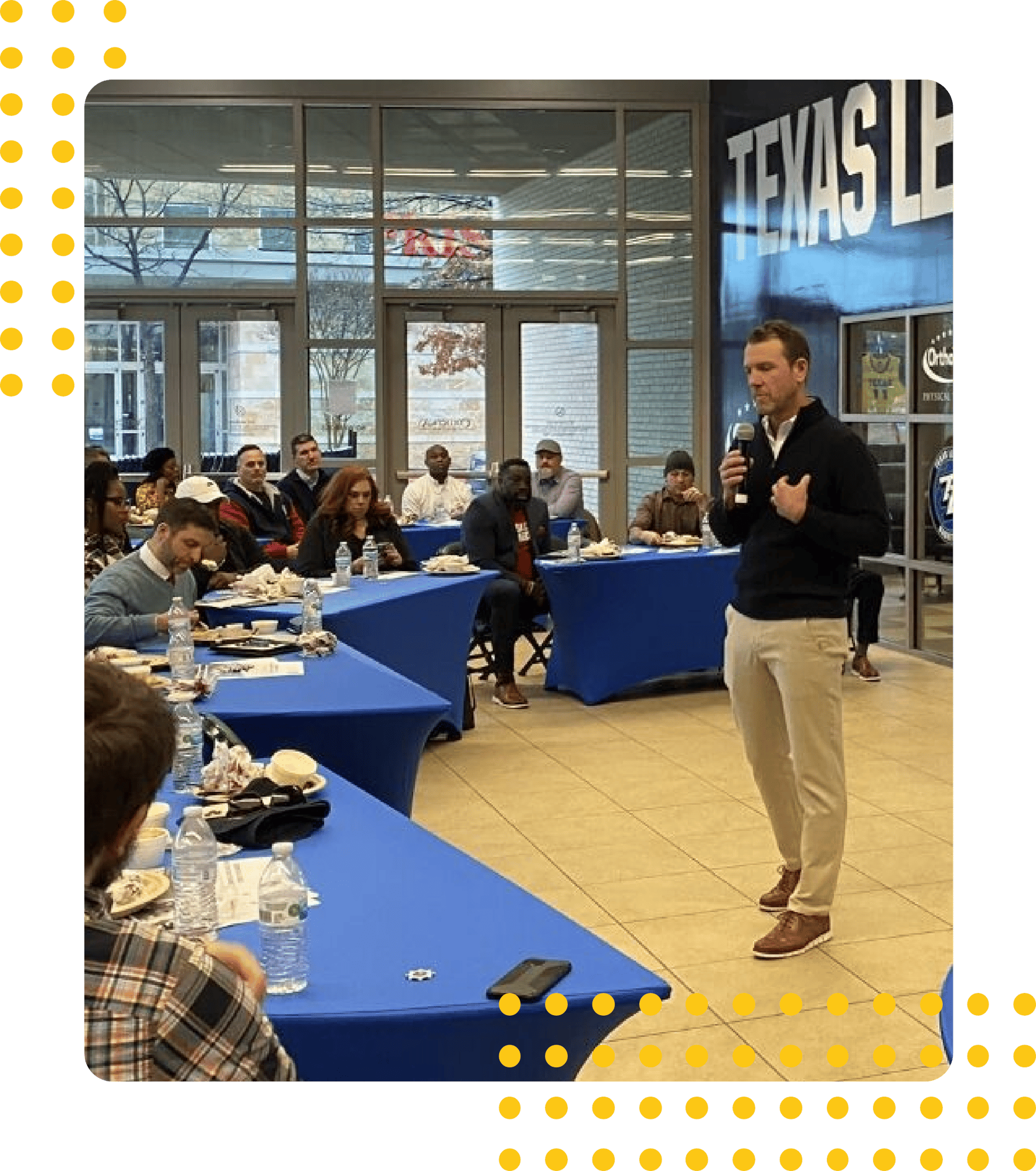 Jonathan King speaking to a group during a leadership workshop